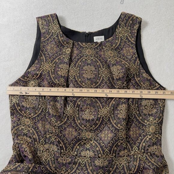 Nordstrom Jaime Arlo Sleeveless Mini Dress Womens Sz 22 Gold Purple Jacquared - Picture 10 of 12